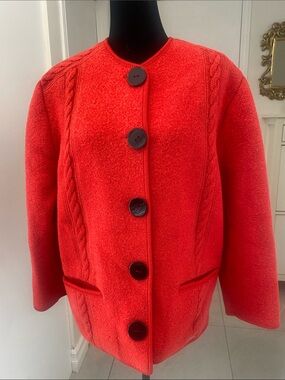 GIESSWEIN VTG Austria Boiled Wool long-sleeve Red Button-Front Jacket/Coat Size